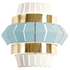 Jade and Ivory Comb Wall Lamp with Brass Ring by Dooq