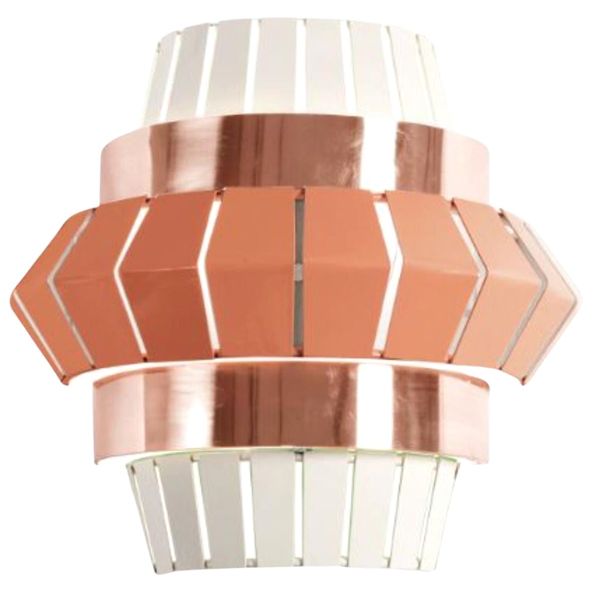 Salmon and Ivory Comb Wall Lamp with Copper Ring by Dooq For Sale