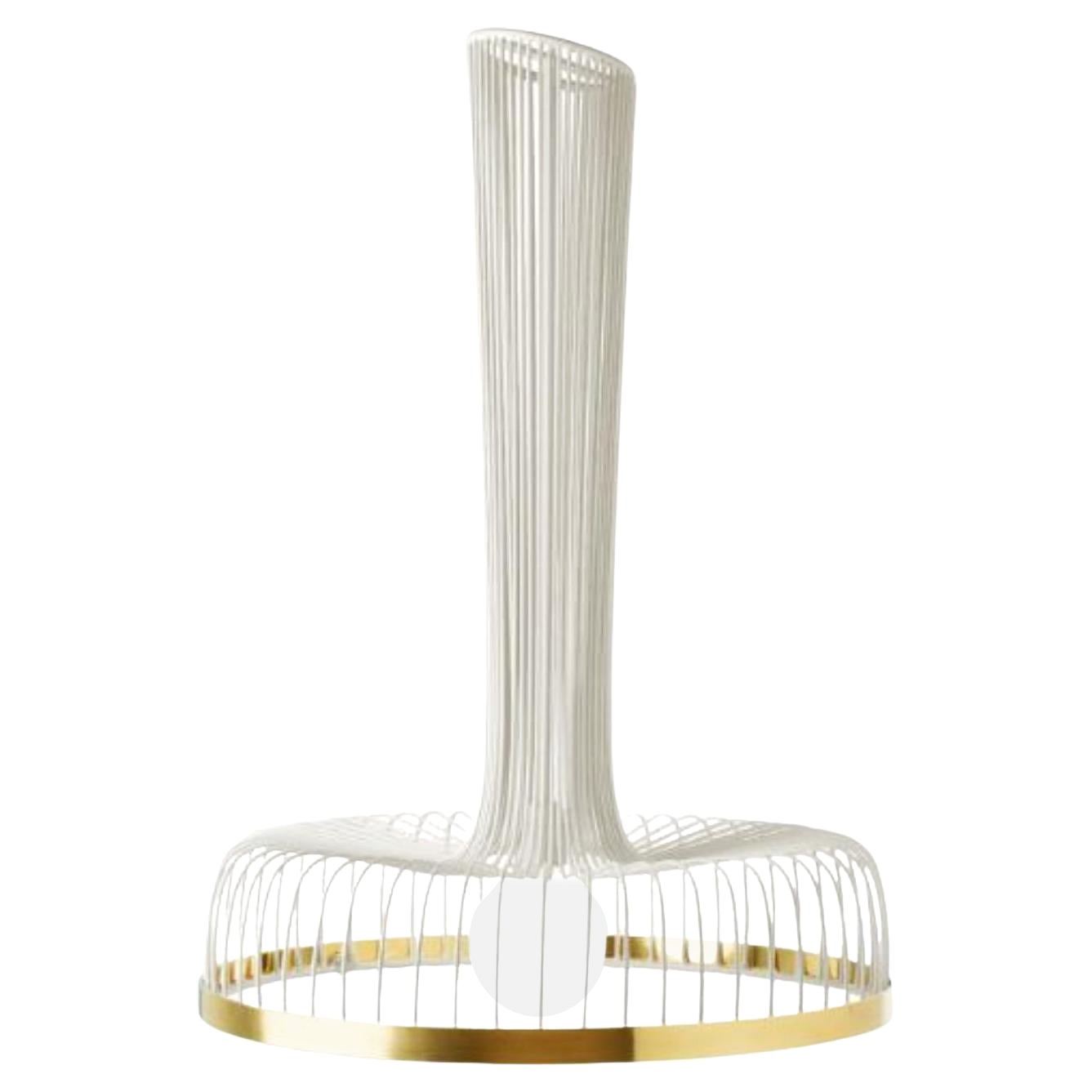 Ivory New Spider II Suspension Lamp with Brass Ring by Dooq For Sale