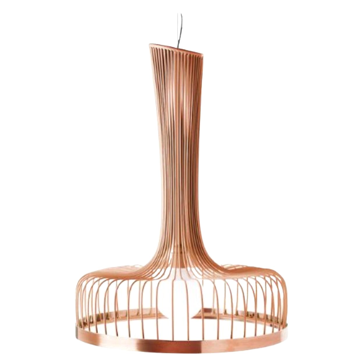 Salmon New Spider I Suspension Lamp with Copper Ring by Dooq For Sale
