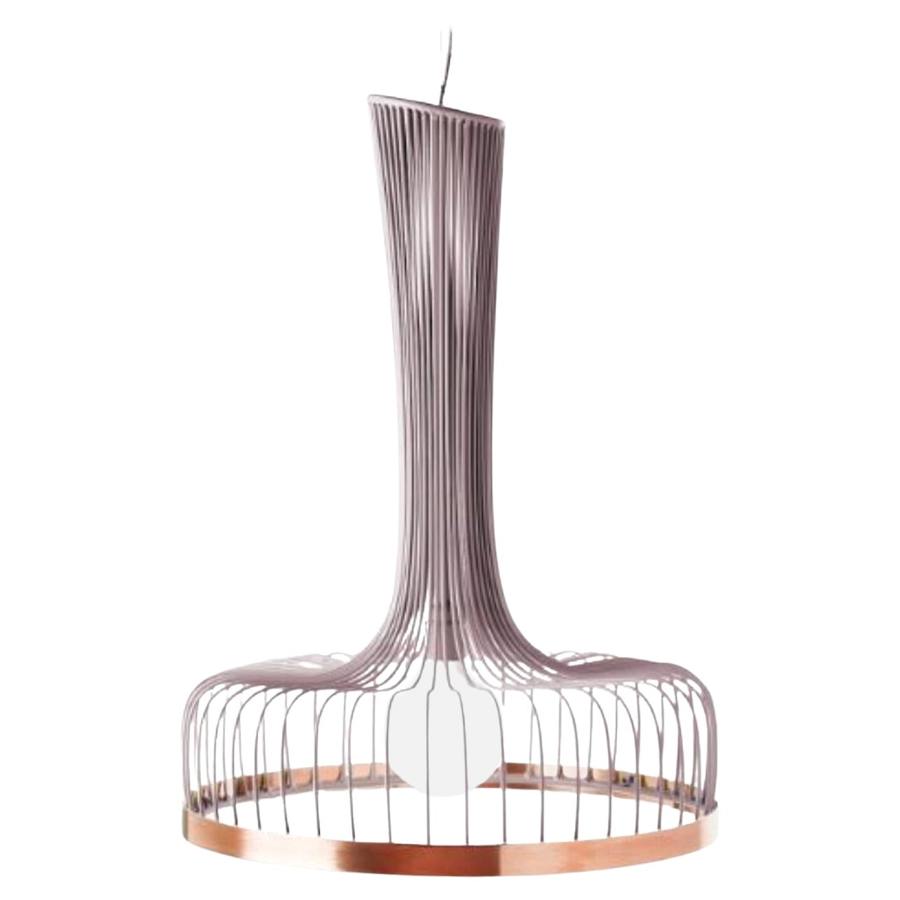 Lilac New Spider I Suspension Lamp with Copper Ring by Dooq For Sale