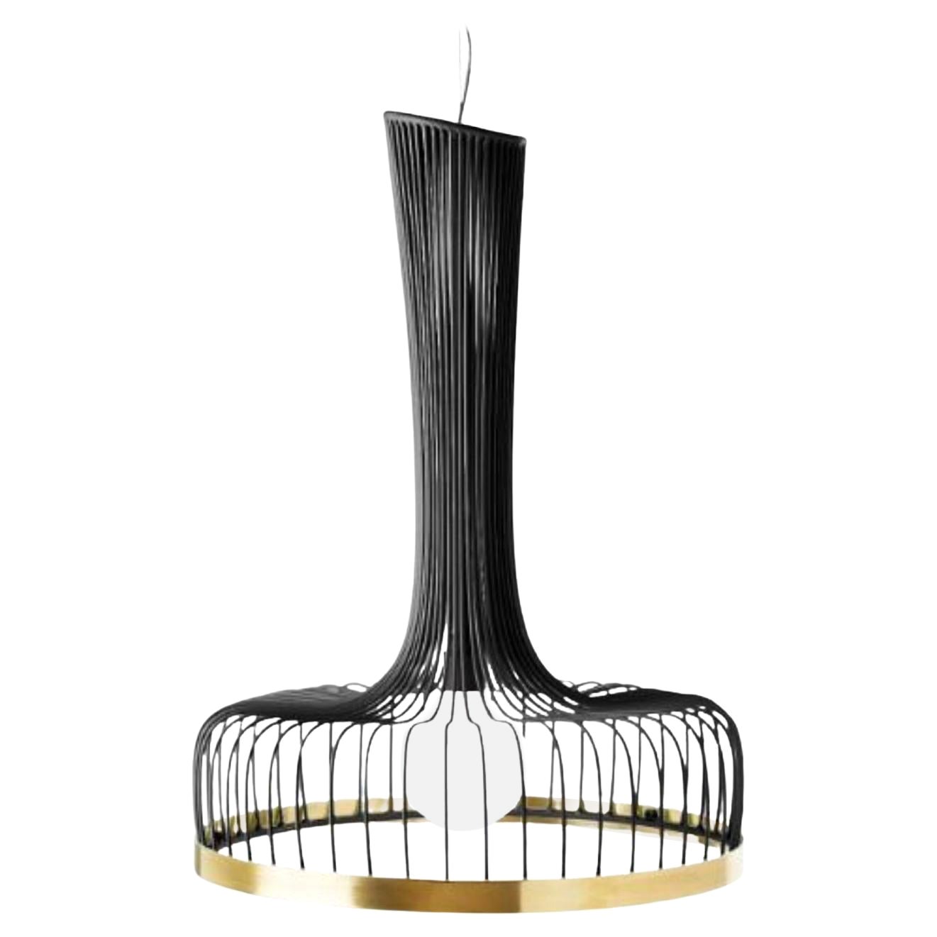 Black New Spider I Suspension Lamp with Brass Ring by Dooq For Sale