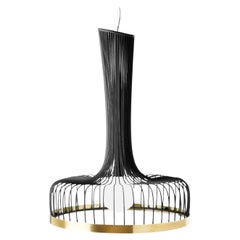 Lampe à suspension Spider I noire neuve avec anneau en laiton par Dooq