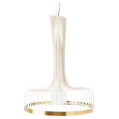 Ivory New Spider I Suspension Lamp with Brass Ring by Dooq