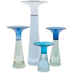 Set of Four Gino Cenedese Blown Glass Candleholders for Vetri
