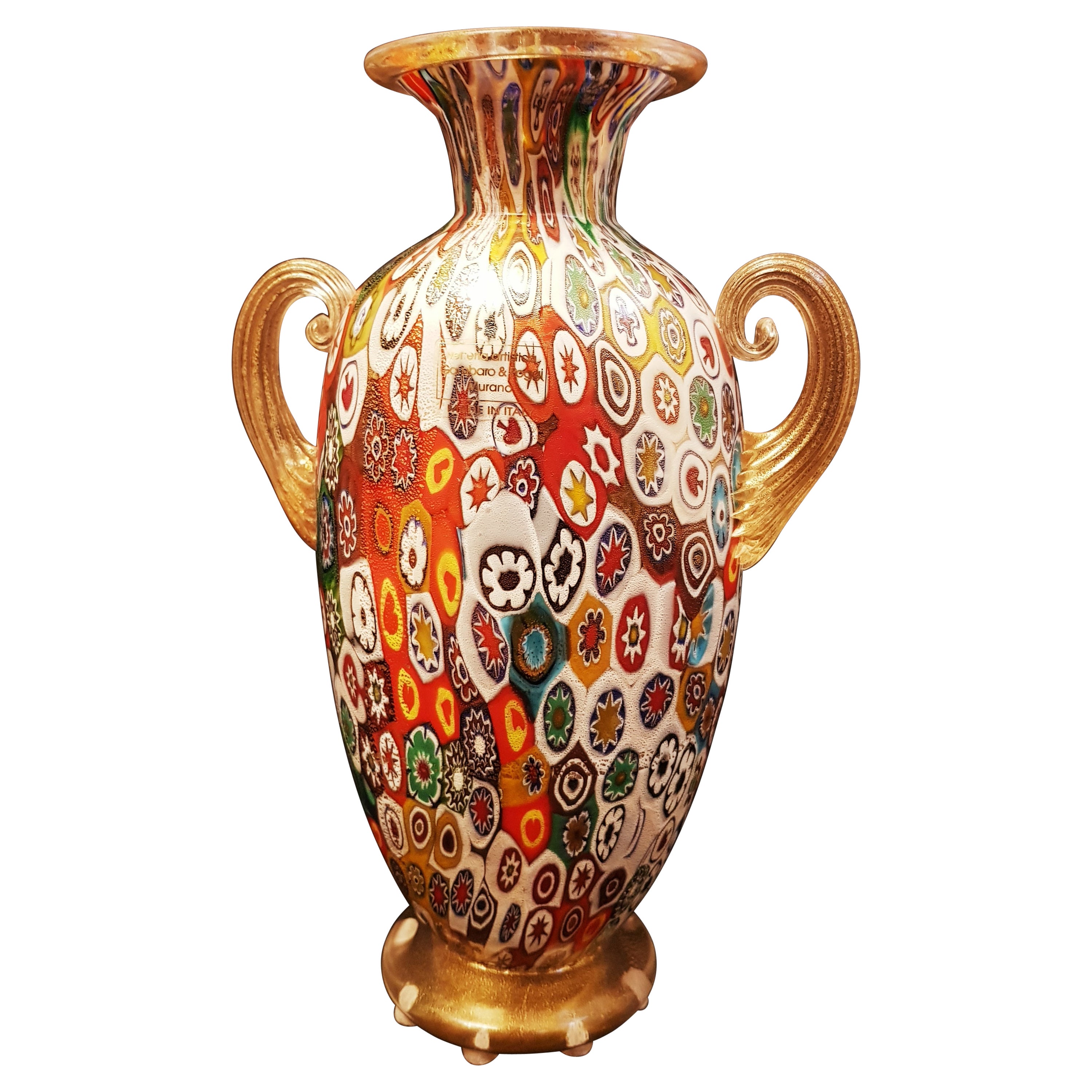 Murano glass Vetreria Artistica Gambaro&Poggi vase acid stamped For Sale