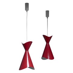 Pair of red Bent Karlby Ninotchka pendants