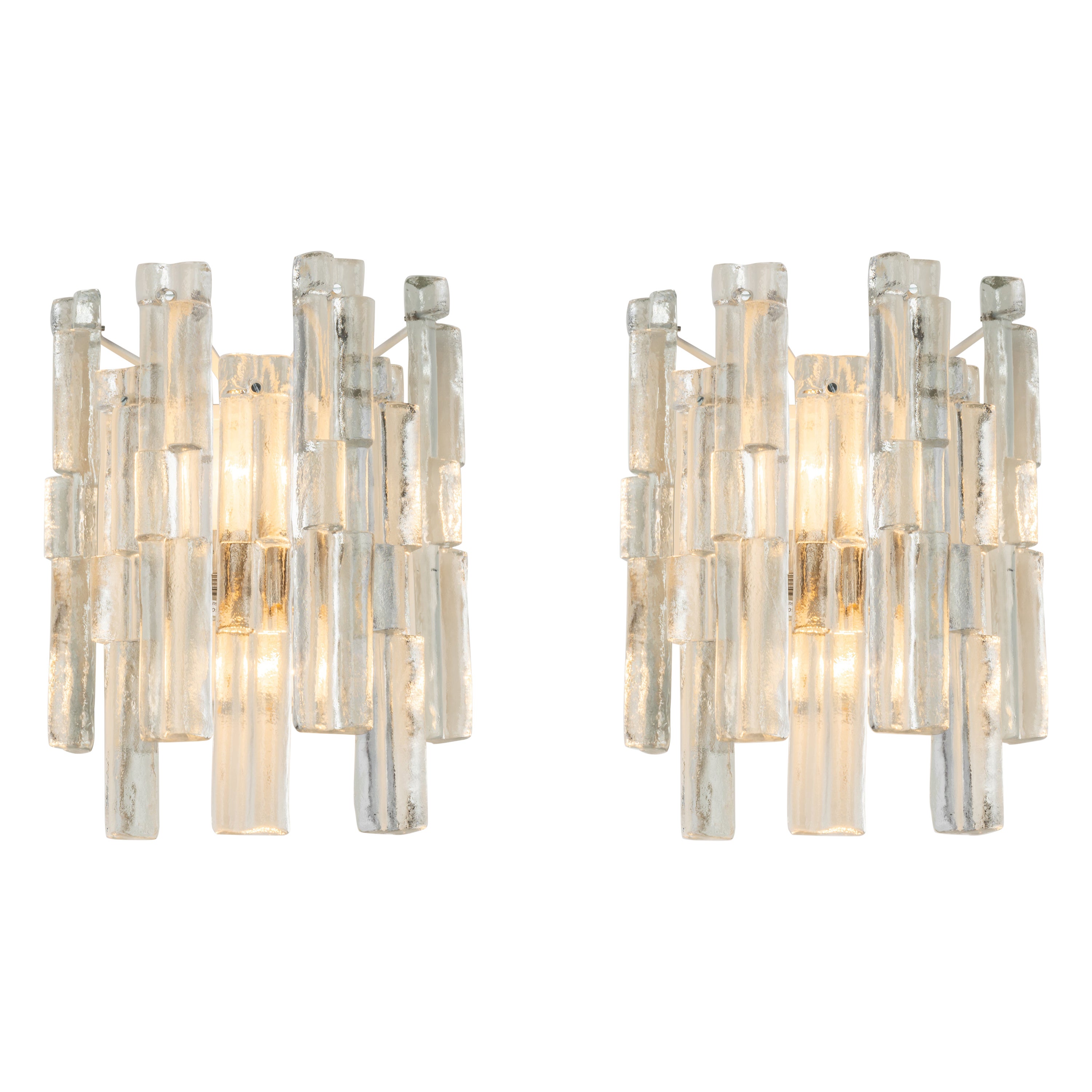 Pair of Stunning Large Kalmar Sconces Wall Lights, Austria, 1960s For Sale