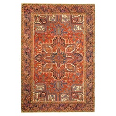 Tapis persan décoratif oriental Heriz vintage de taille normale
