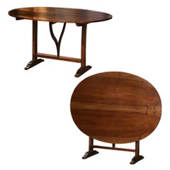 Mid-19th Century French Carved Walnut Tilt-Top Wine Tasting Table from Bordeaux