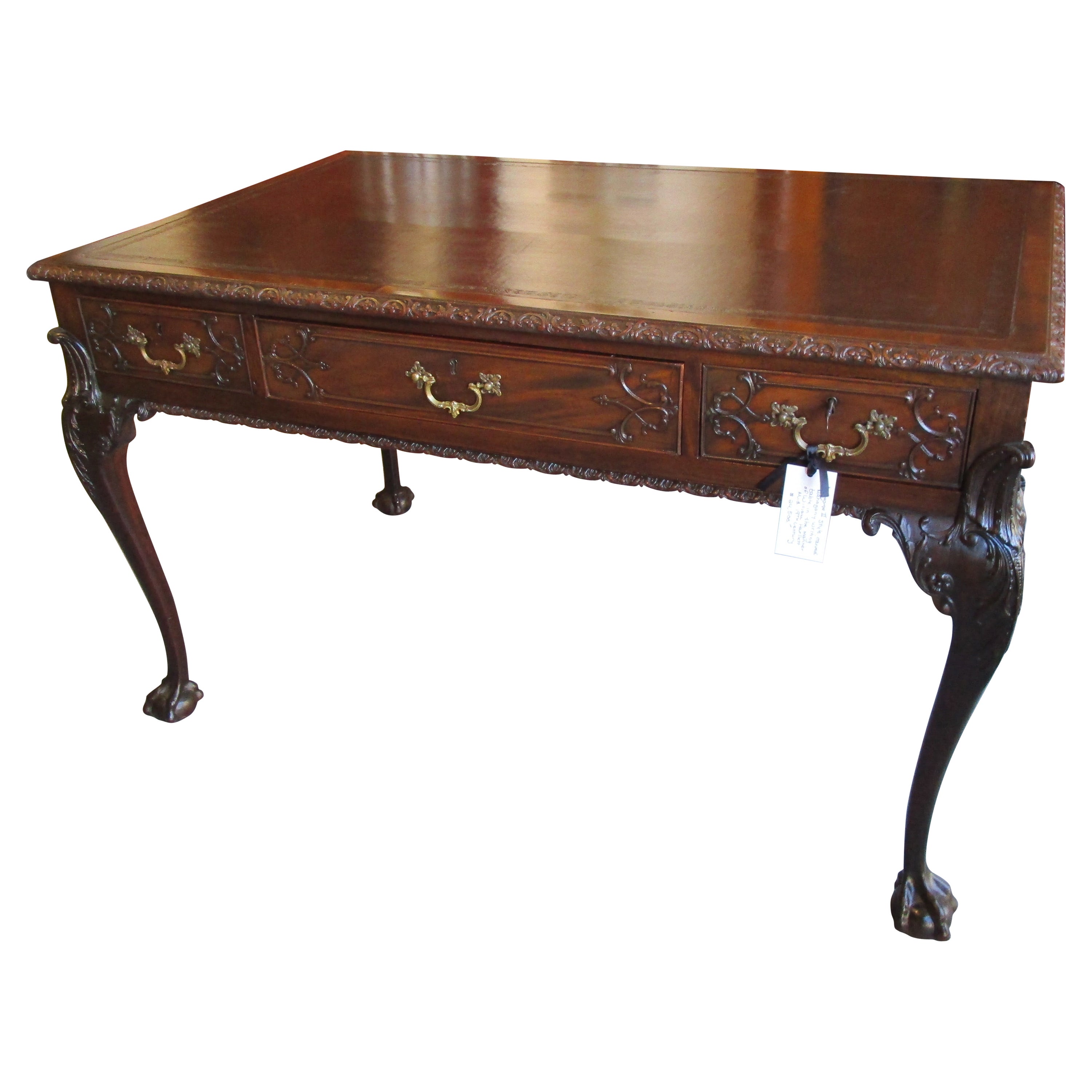 Fine 19th C Mahogany George 11 Writing Desk in the Manner of William Harllett For Sale