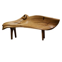 Unique Signed Wood Bench by Jörg Pietschmann