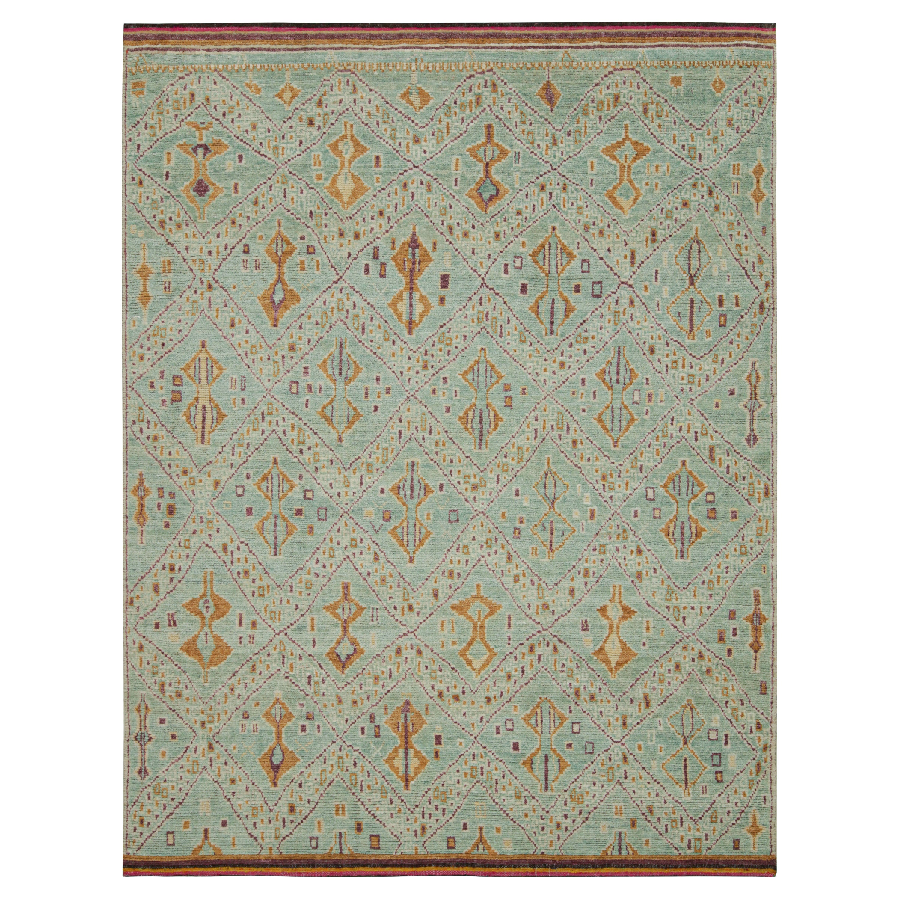 Rug & Kilim’s Moroccan Style Rug in Blue with Geometric Patterns For Sale
