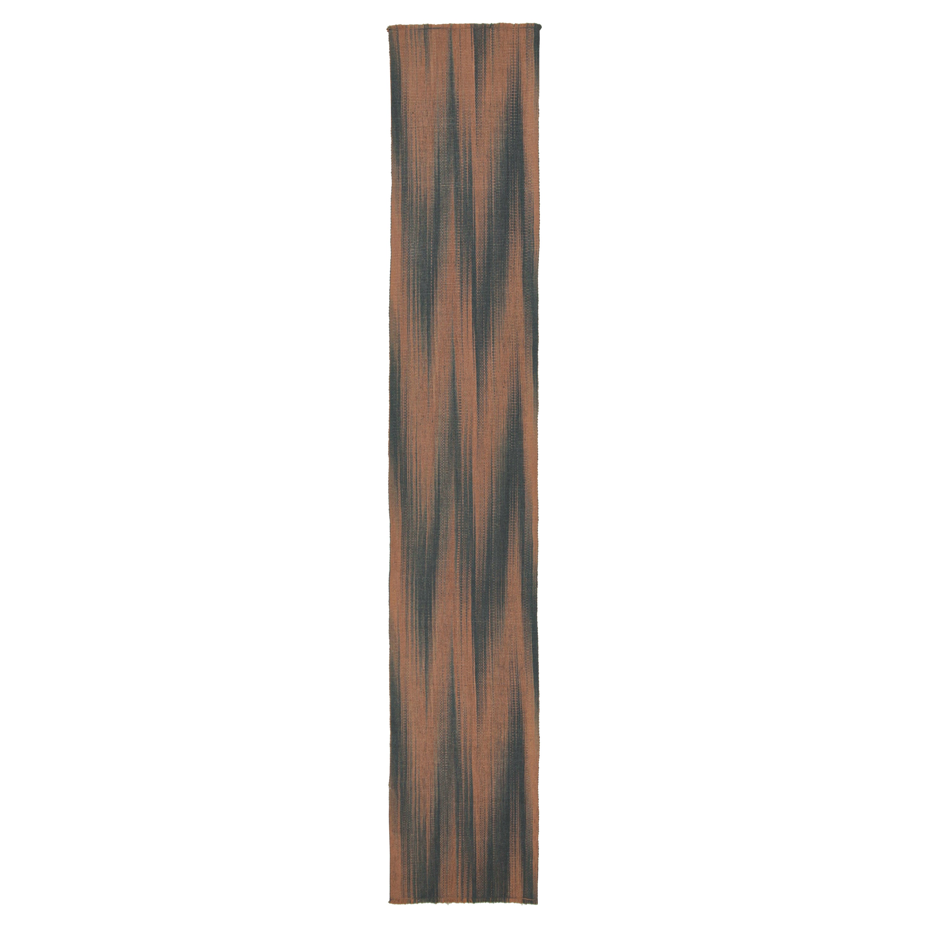 Rug & Kilim’s Contemporary Kilim Runner in Rust and Gray Tones For Sale