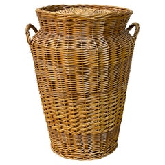 Vintage Round Wicker Basket with Cover