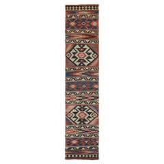 Vintage Persian Kilim Runner in Polychromatic Geometric Patterns