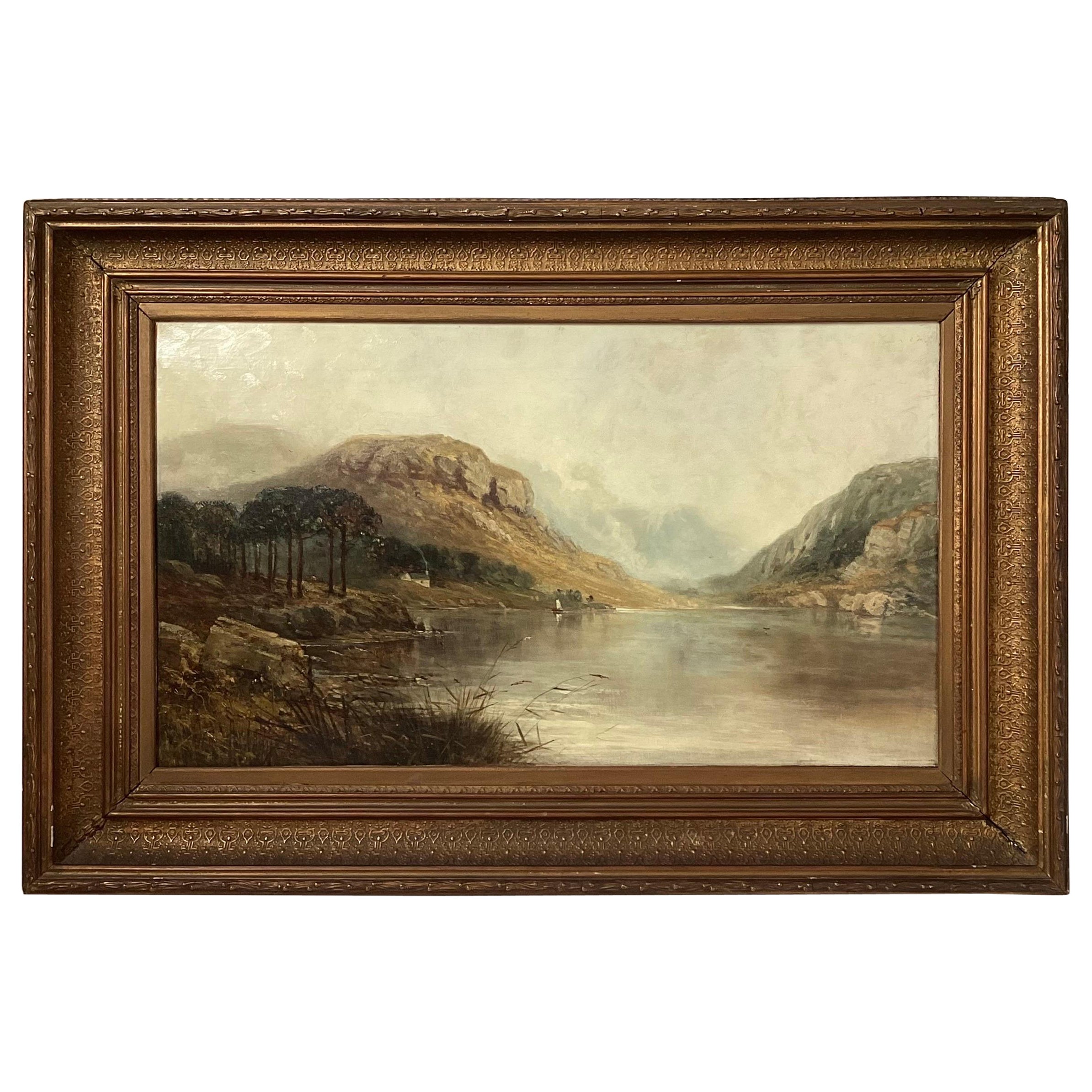 Large and Stunning Oil on Canvas Landscape in Original Giltwood Frame