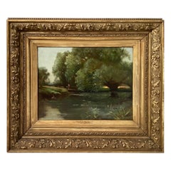 Late 19th Century Henry Hadfield Cubley, a Surrey Pool, Landscape Oil on Panel