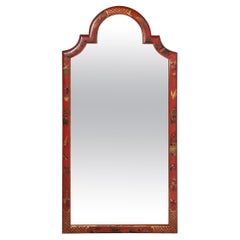 Midcentury Red Chinoiserie Mirror by Friedman Brothers