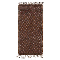 Vintage Tribal Kilim in Brown with Polychromatic Diamond Patterns by Rug & Kilim