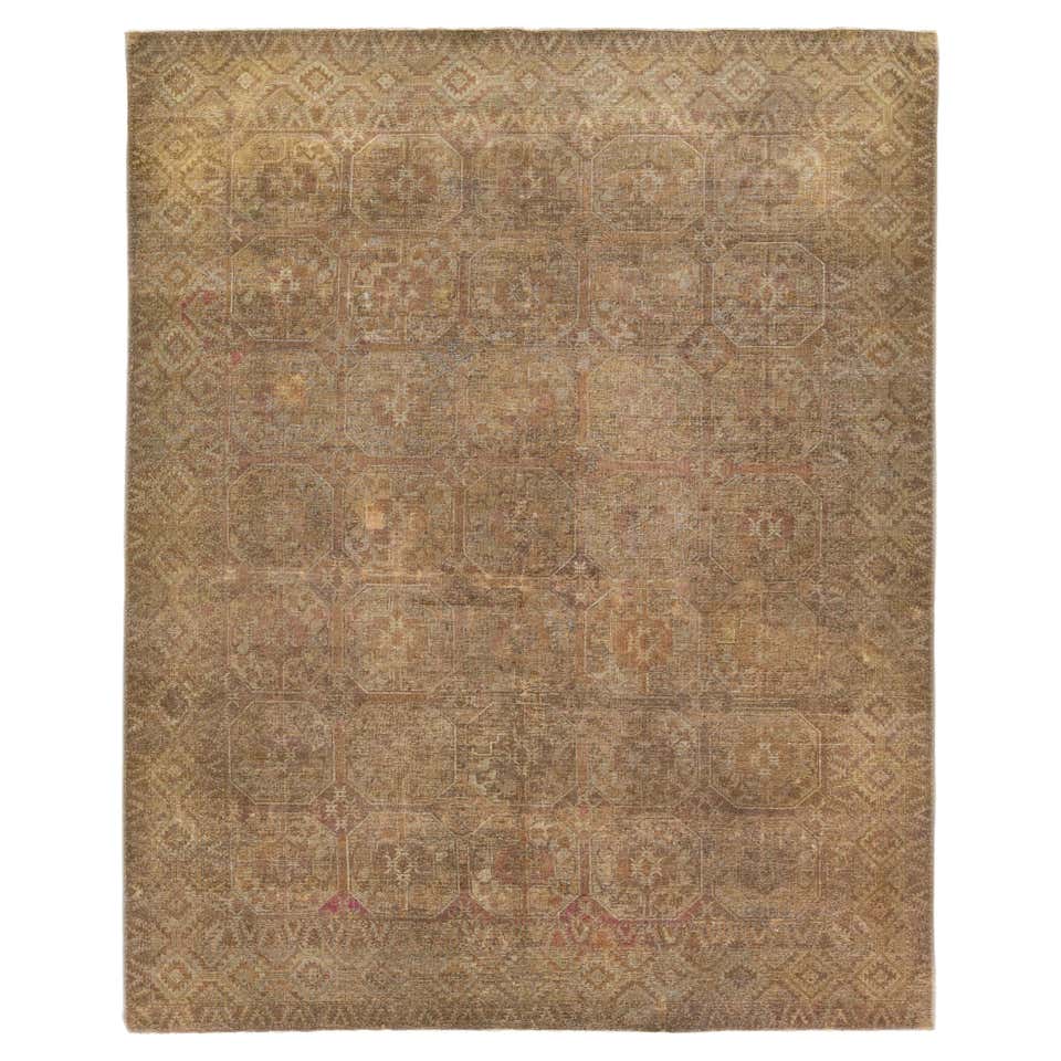 Vintage Turkomen Ersari Rug with Gul Design in Brown, Gray, Tan and ...