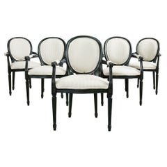 Vintage Set of Six Louis XVI Style Dining Armchairs