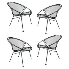 Set of Four Salterini Radar 1950's Wrought Iron Lounge Chairs