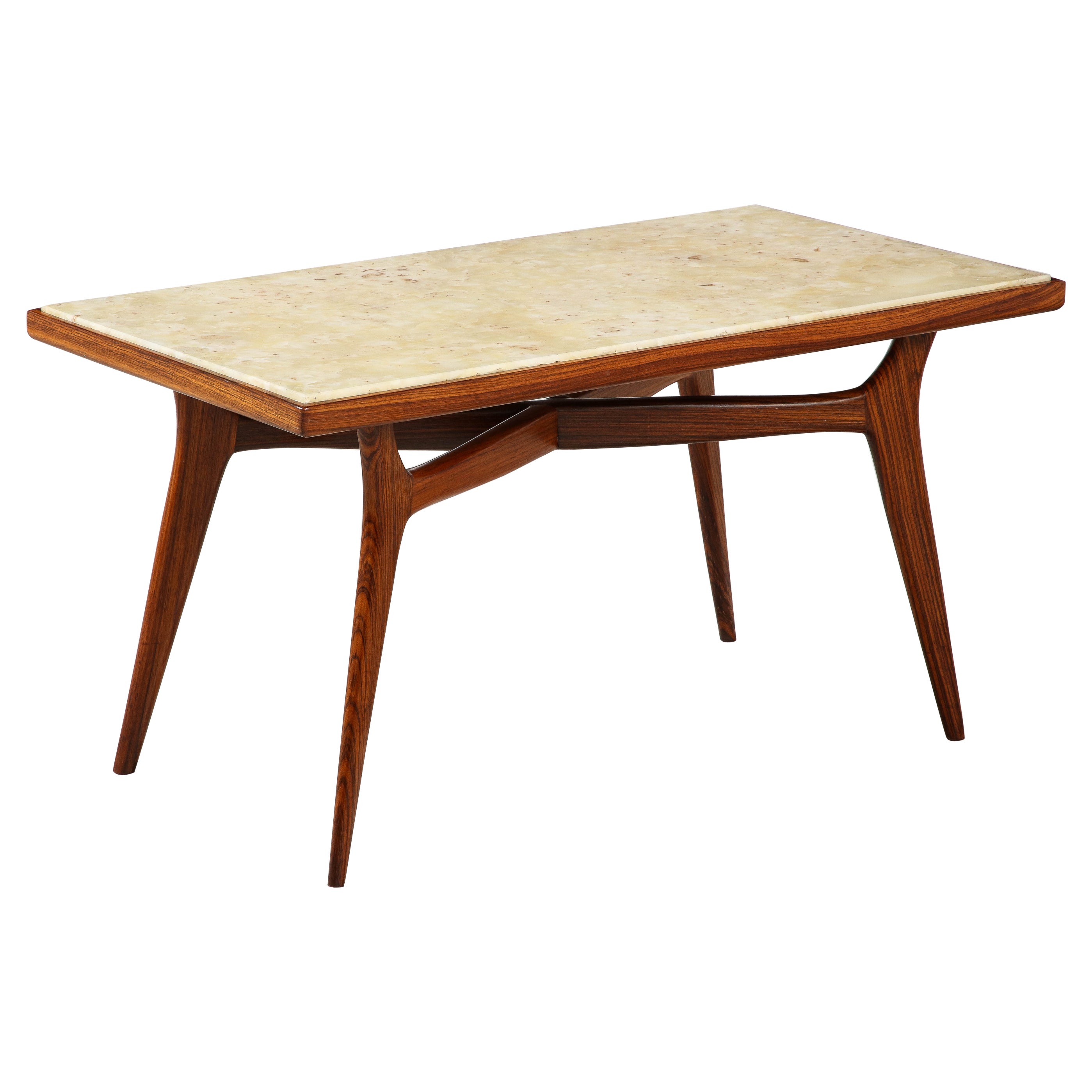 Italienisch 1950's Ico Parisi Att. Couchtisch mit Onyxplatte