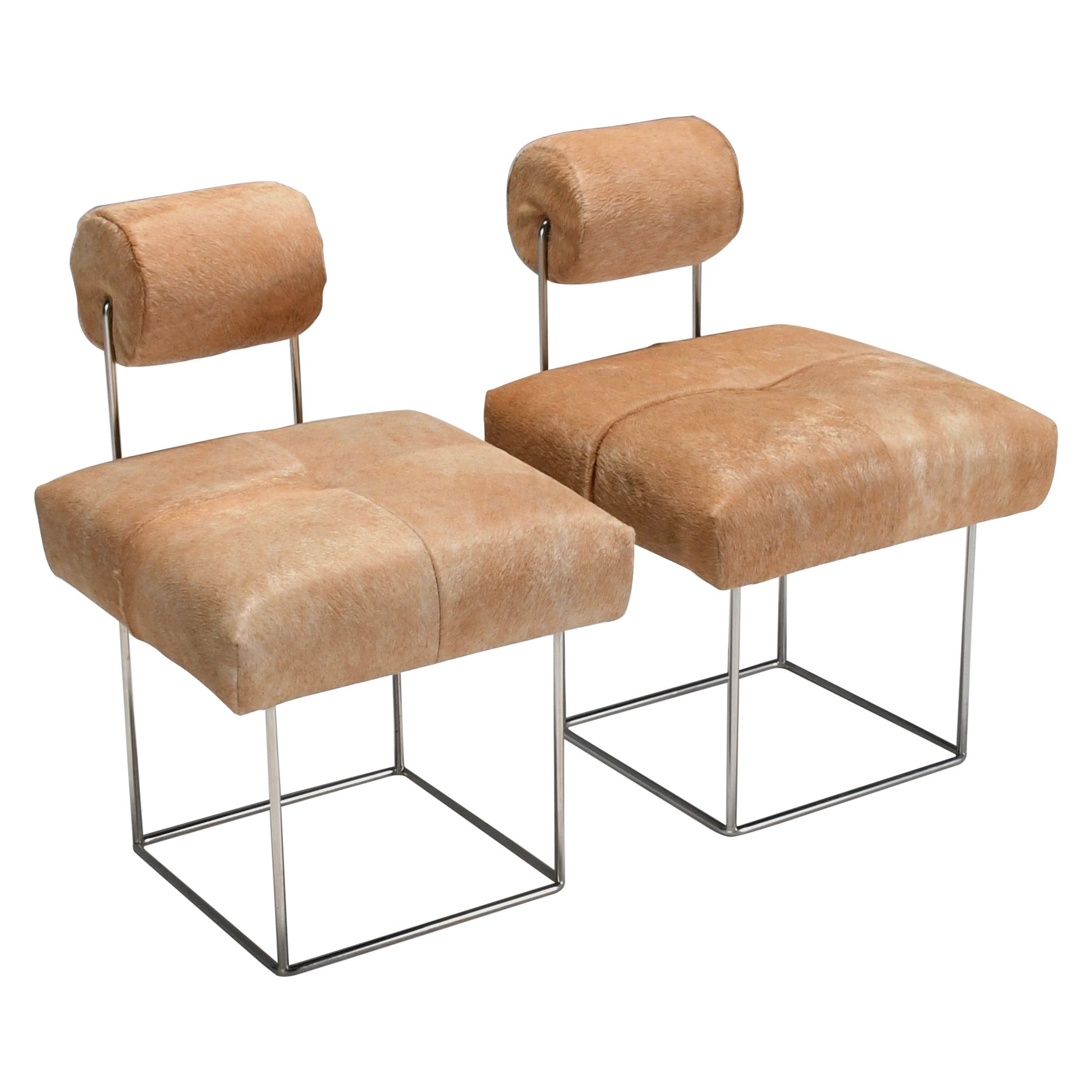 Rare Postmodern Cowhide Side Chairs by Fritz Brückner, Germany 1980s For Sale