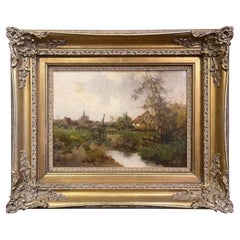 19th Century Framed Pastoral Oil Painting Signed M. Dubois for E. Galien-Laloue