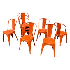 Tolix Orange Stacking Cafe Chairs