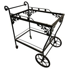 Retro Woodard Orleans Wrought Iron Tea Cart or Bar Cart