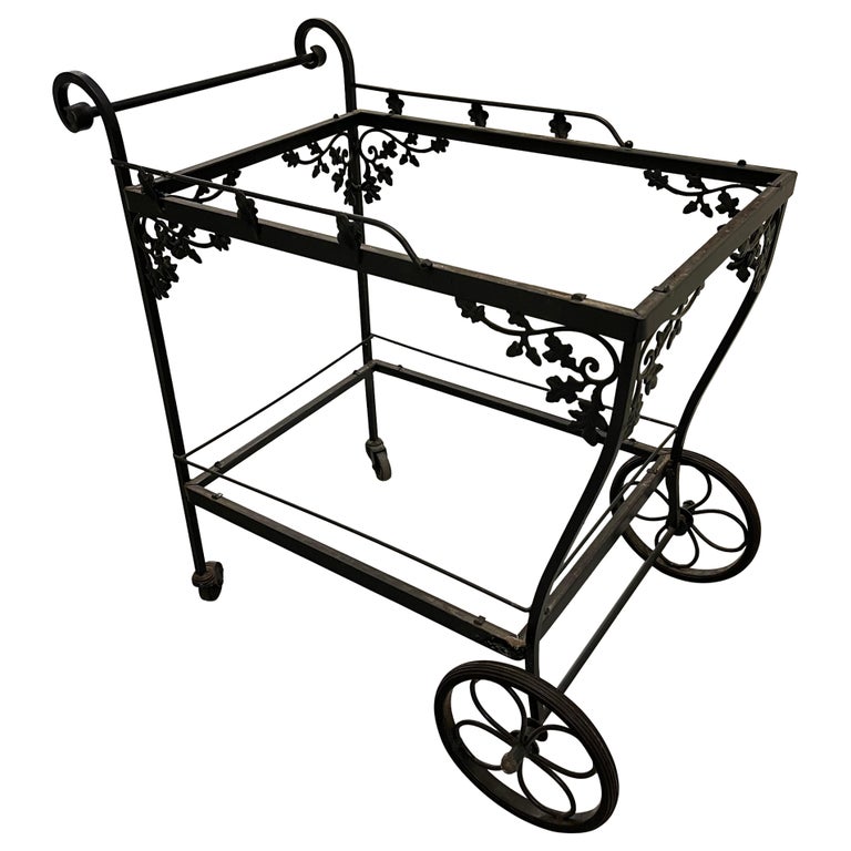 Woodard Orleans Wrought Iron Tea Cart or Bar Cart For Sale at 1stDibs