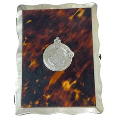 Antique English Tortoiseshell, MOP & Sterling Silver Card Case Holder