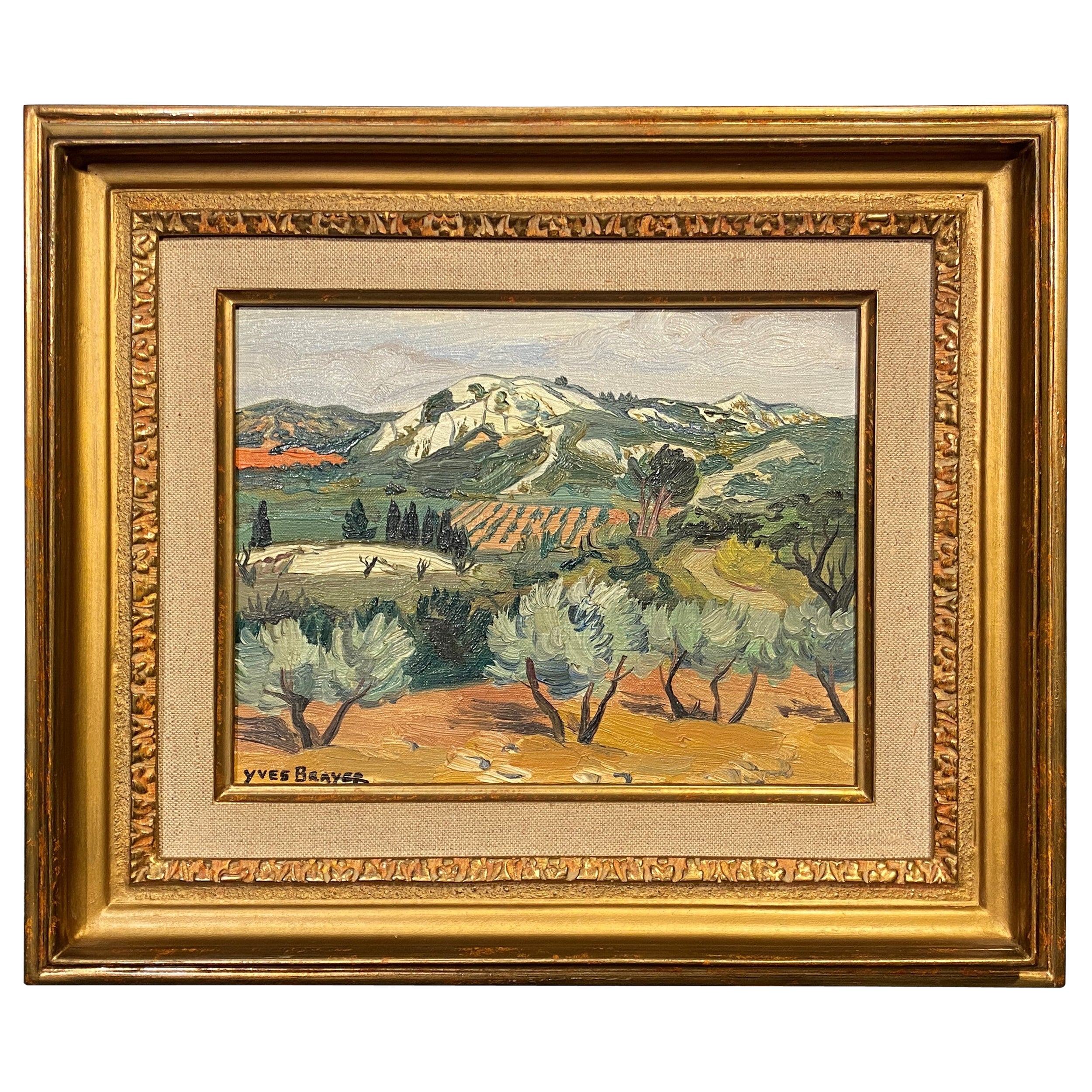 Oil Painting on Canvas by Yves BRAYER "The olive trees in the Alpilles"