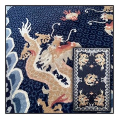 Antique A Blue Ground Wool Carpet, China