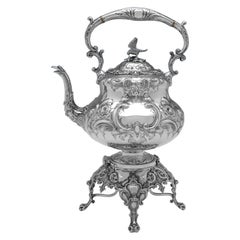 'Louis Pattern' - Victorian Sterling Silver Tea Kettle - Martin, Hall & Co. 1881