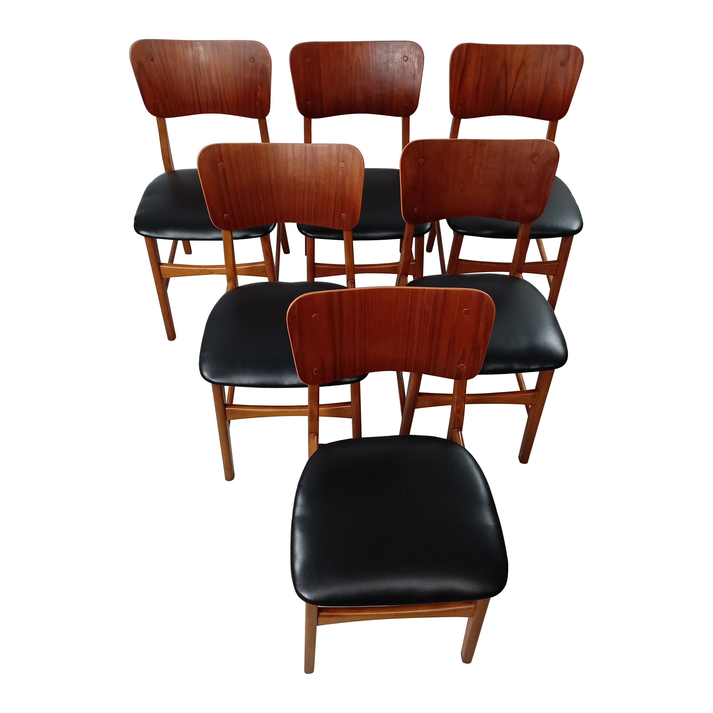 Ib Kofod Larsen Set of Six Fully Restored Dining Chairs, Custom Upholstery