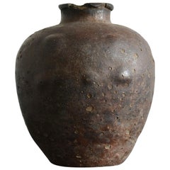 Antique Japanese Pottery 1500's "Shigaraki" Jar /Antique Vase/ Wabi-Sabi tsubo
