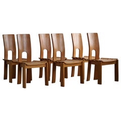 Set of 6 Sculptural Dining Chairs in Elm, Danish Mid-Century Modern, 1970s