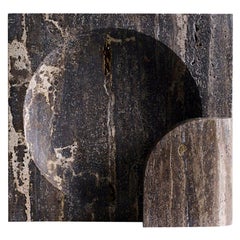 Block, Sculpted Black Travertine Table Lamp by Henry Wilson
