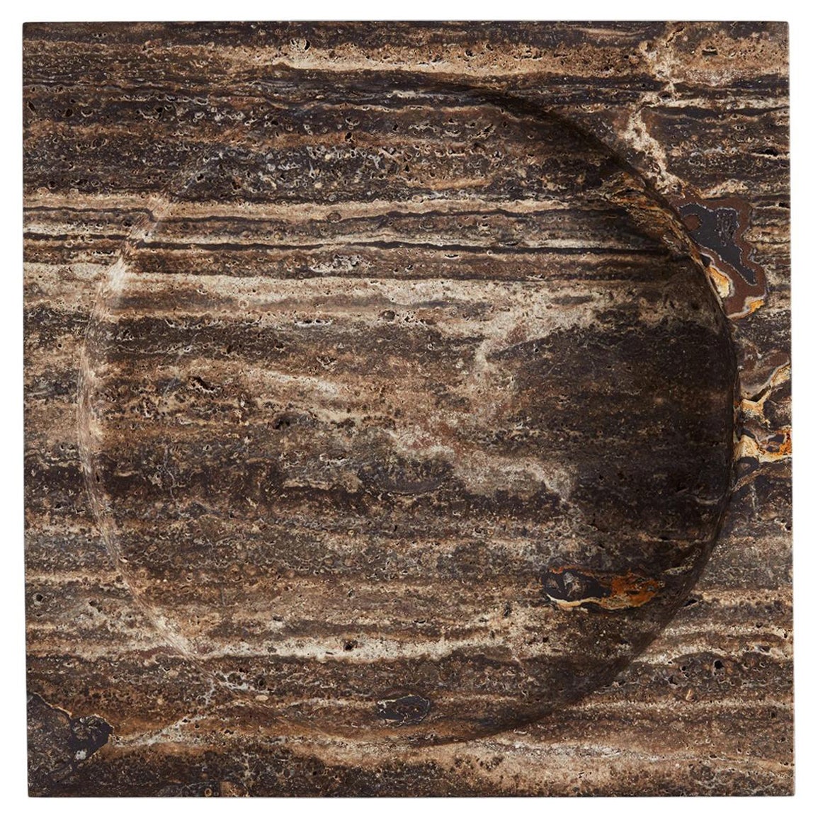 Contemporary Square Black Travertine Block Big Poche Rond by Henry Wilson