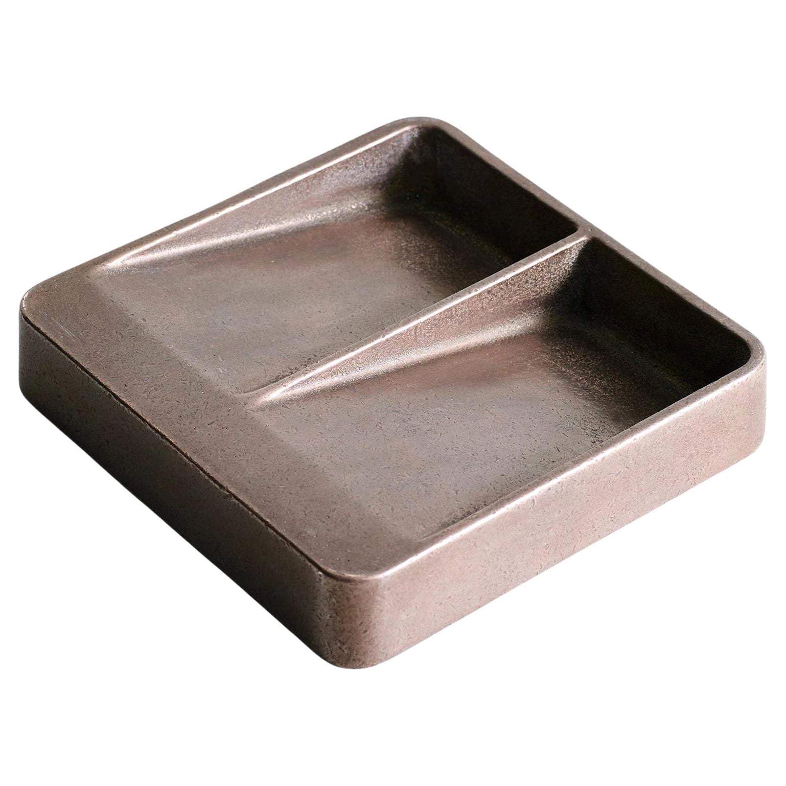 Contemporary Blackened Bronze Vide Poche Square by Henry Wilson