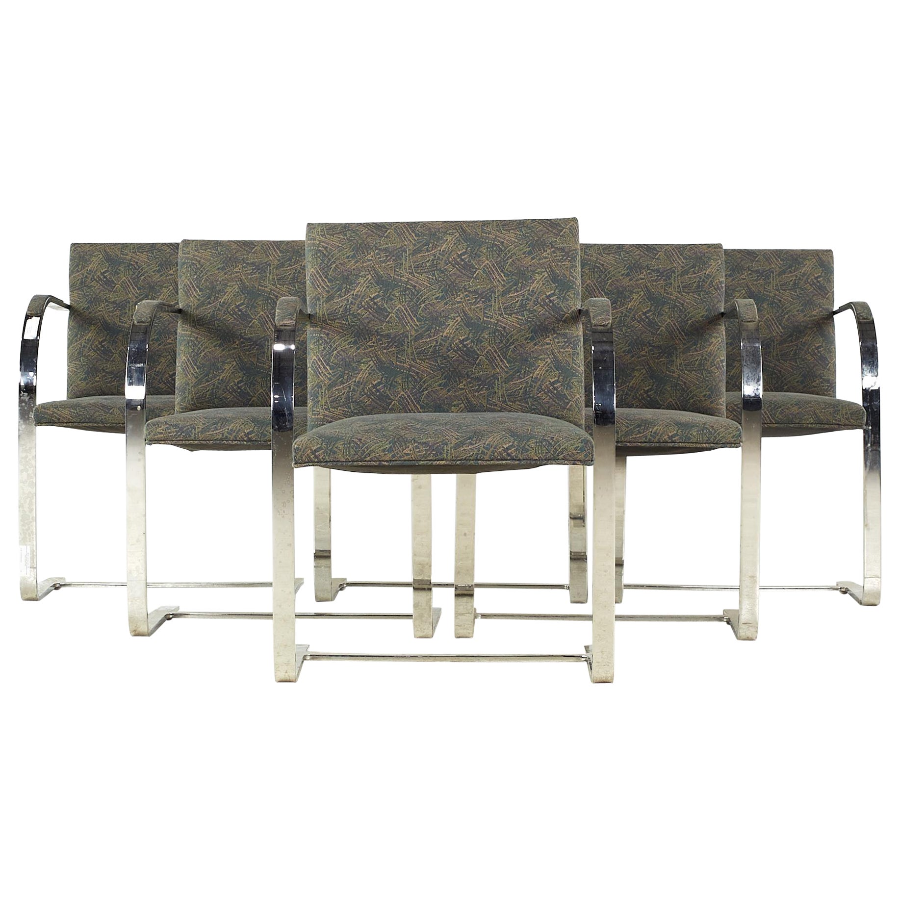 Knoll Mid Century Brno Flatbar Chrome Dining Chairs - Set of 6 For Sale
