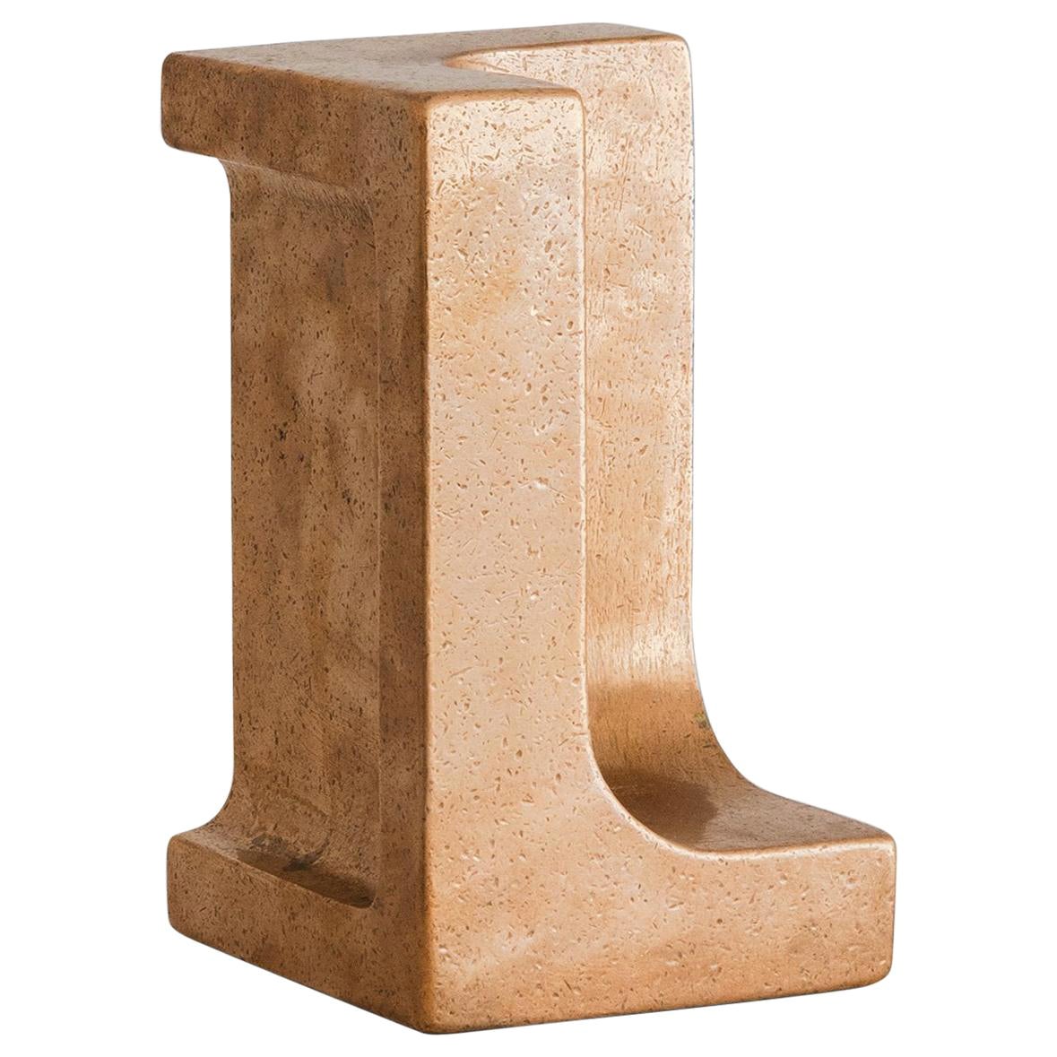 Contemporary L Shaped Bronze Bookend by Henry Wilson