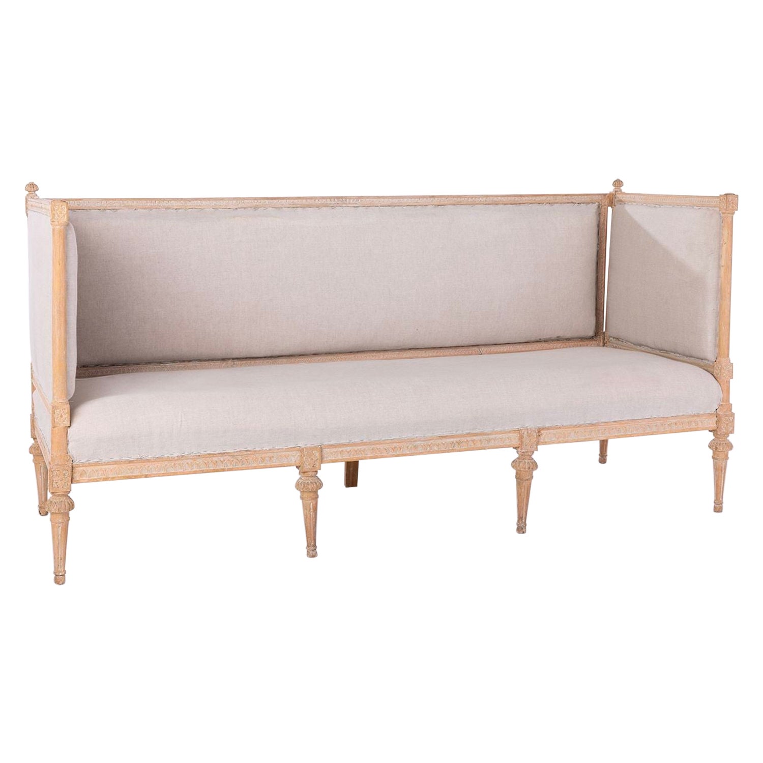 19th c. Swedish Gustavian Style Sofa Bench in Original Patina For Sale