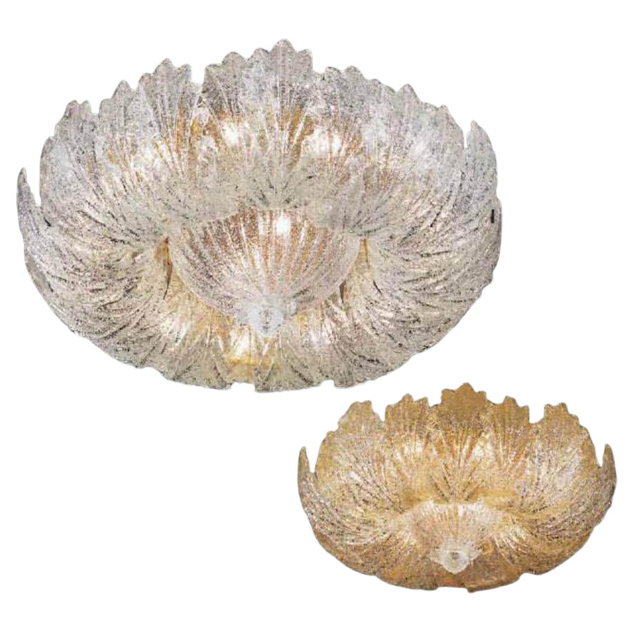 Amazing Murano Glass Leave Flush Mount or Ceiling Light For Sale