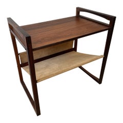 Magazine Holder, Rosewood and Suede Coffee Table