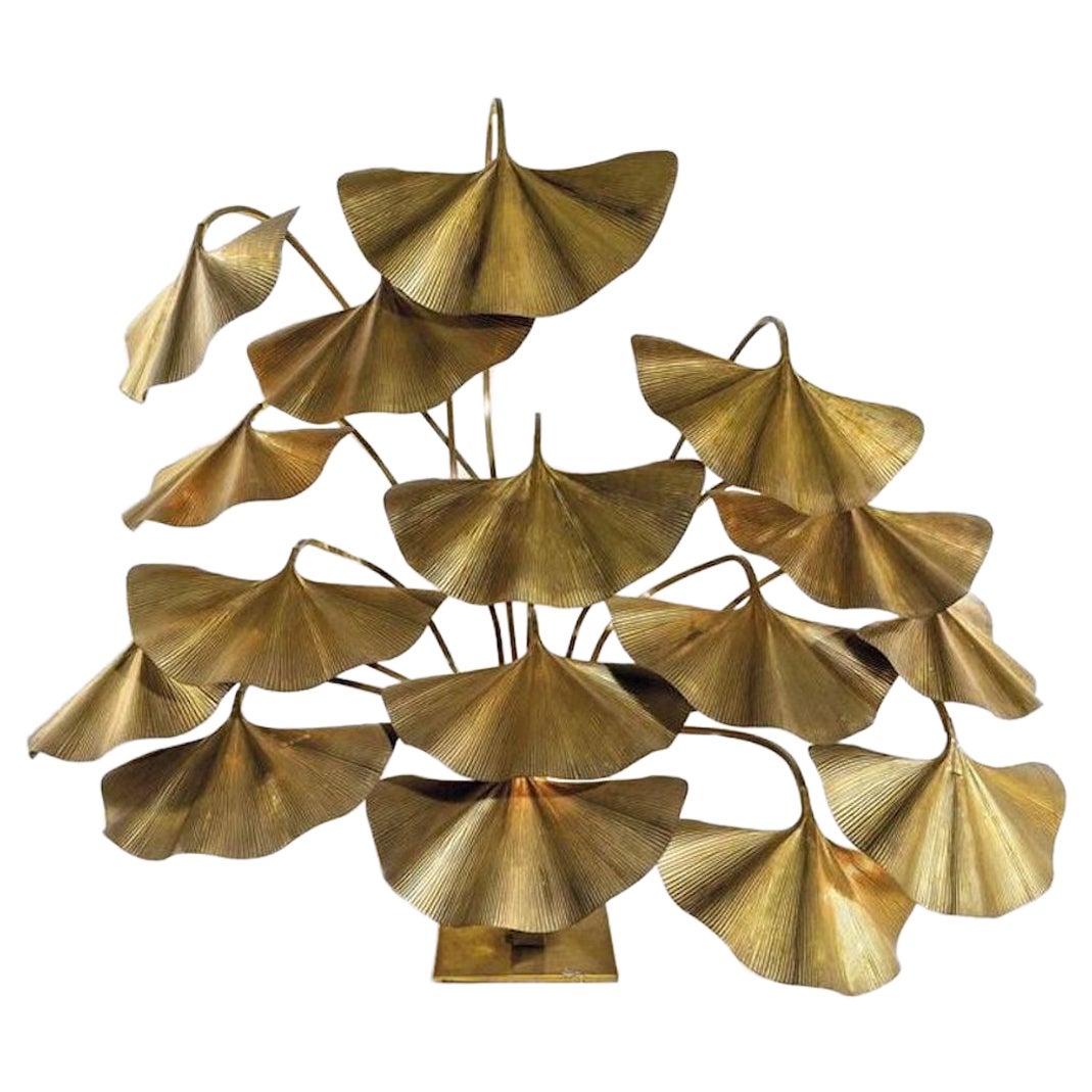 Iconic Ginkgo Leaves Floor Lamp by Tommaso Barbi, 1970 circa For Sale