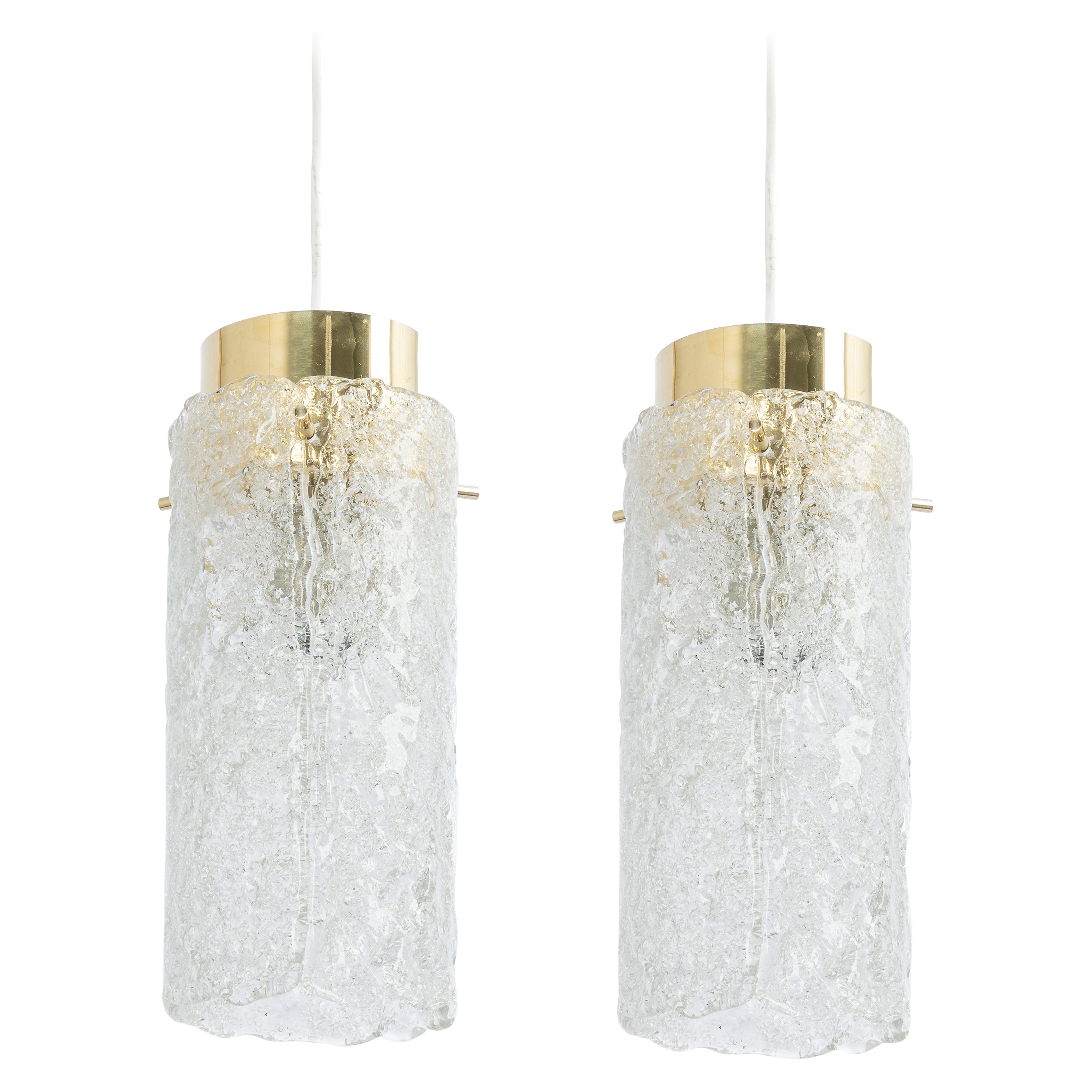 1 of 2 Petite Murano Pendant Lights by Hillebrand, 1960s For Sale